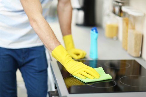 Cleaning a newly refurbished room in W13 after builders work