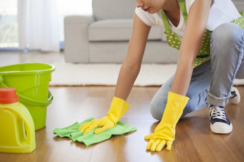 Carpet cleaner concluding a safe work procedure with PPE